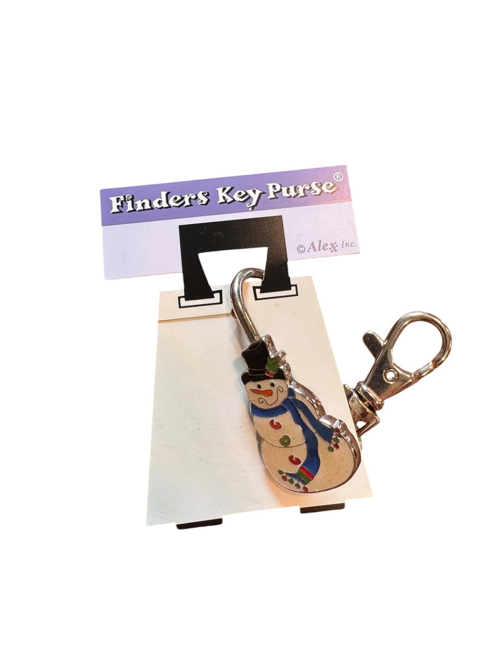 Finders Key Purse Snowman Keychain - Silver with Blue Scarf